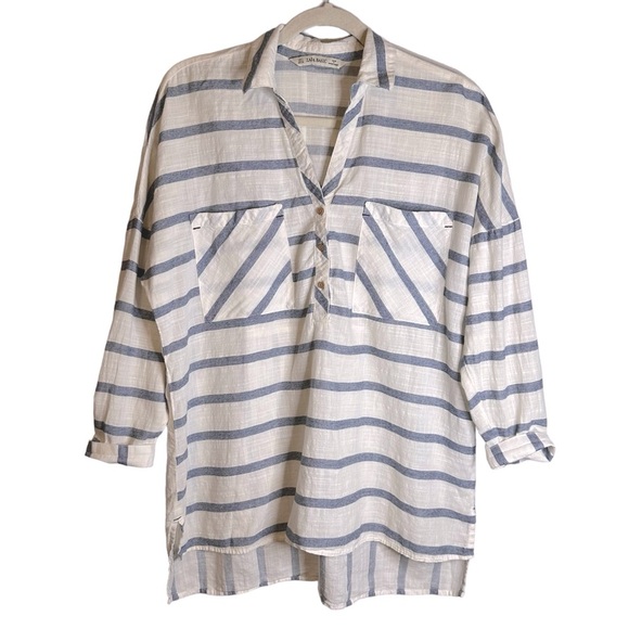 Zara Striped Lightweight Cotton‎ Popover Top 1821/024/060 Small - Picture 2 of 12